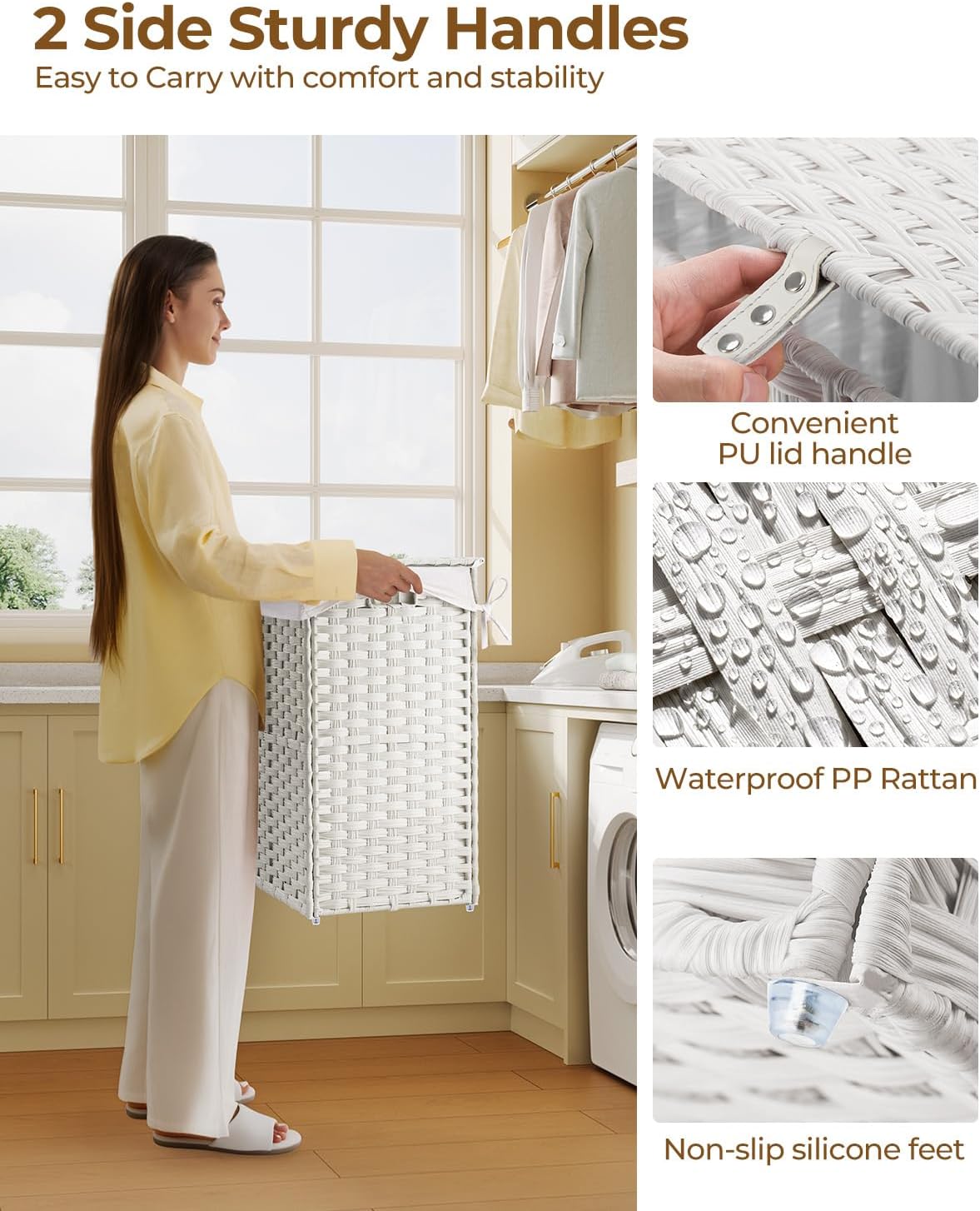 125L Laundry Basket / 2 Removable Liner Bags & 2 Mesh Bags