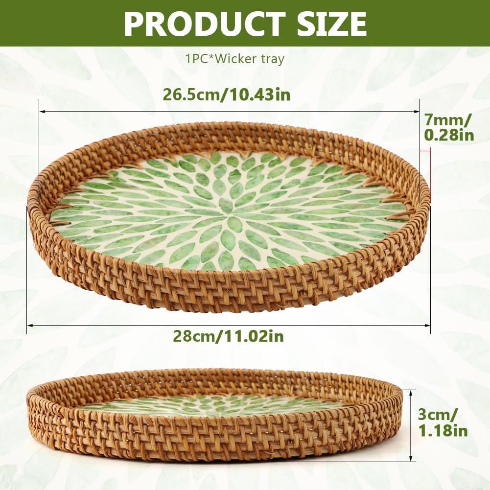 Handwoven Round Rattan Tray / 11.02 Inch / Set of 11