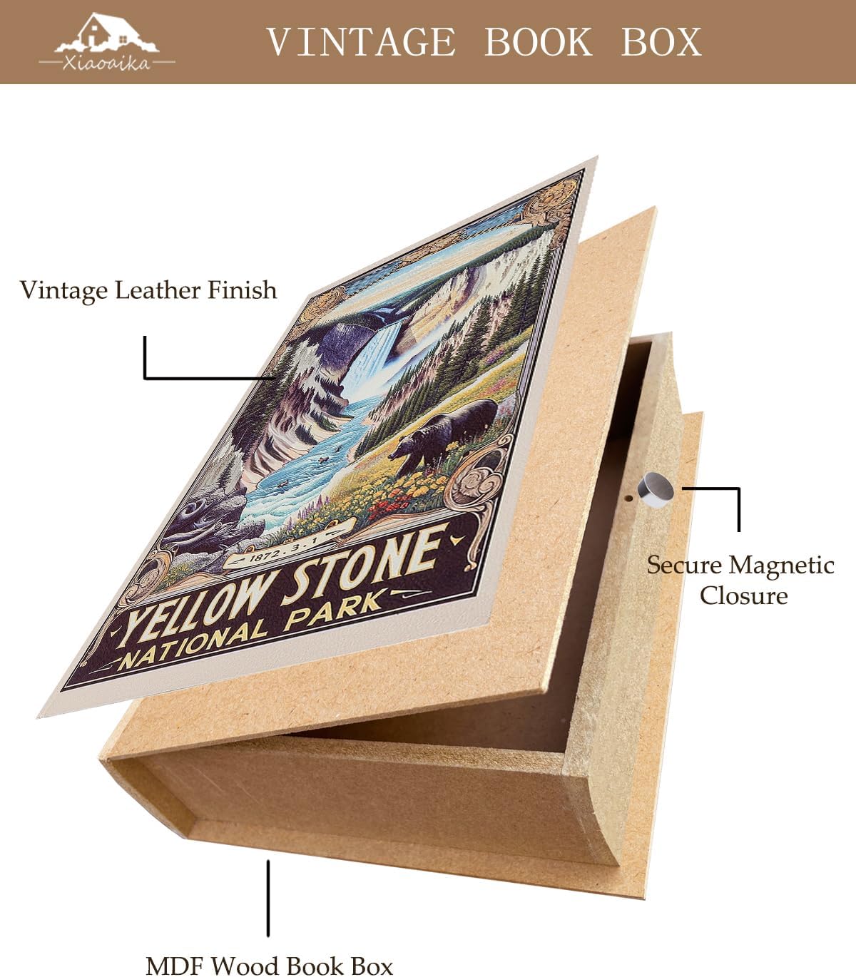 Vintage Faux Book Boxes / Yellow Stone