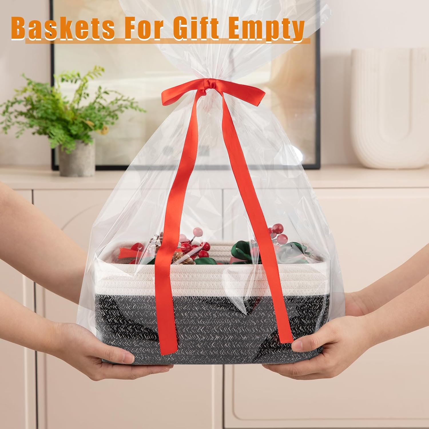 Small Bins / Organizer Baskets / Black/white / 11.8"*7.8"*4.7 / Set of 4
