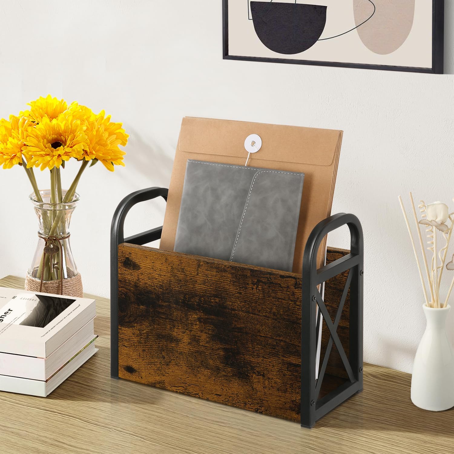 YINMIT Magazine Holder, Magazine Rack Floor, Magazine Storage Basket, Folder Organizer Bin for Books, Newspapers