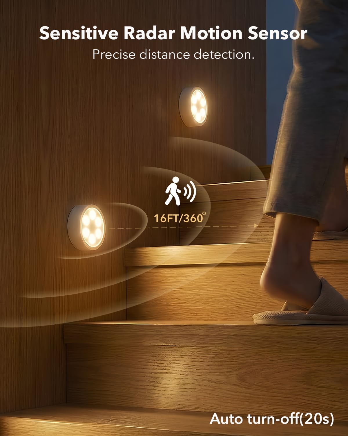 2400mAh USB Rechargeable Puck Lights, Motion Sensor Cabinet Lighting | RGB Color Changing, Magnetic, Timer, Wireless