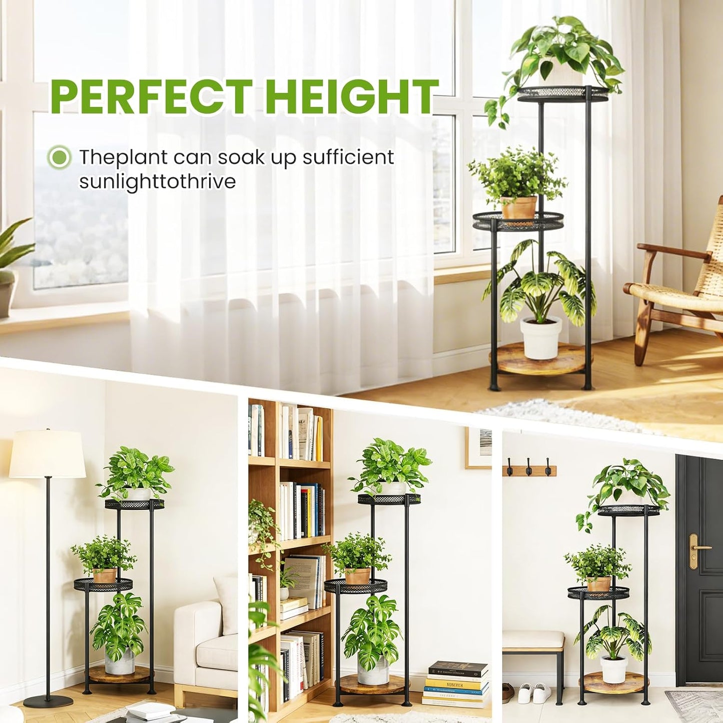 3 Tier Corner Plant Stand Indoor Multiple Sturdy Vertical Metal Flower | 32 Inch Tall Flower Heavy Duty Pot Holder