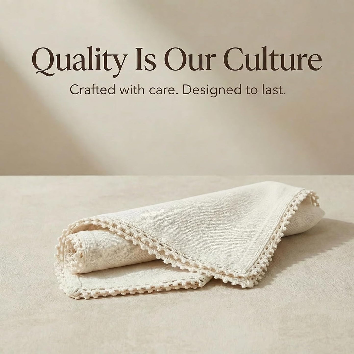 ACCENTHOME Cream Cloth Napkins Set of 12 18x18 inch Cotton Dinner Napkins - Washable Soft Premium Hotel Quality