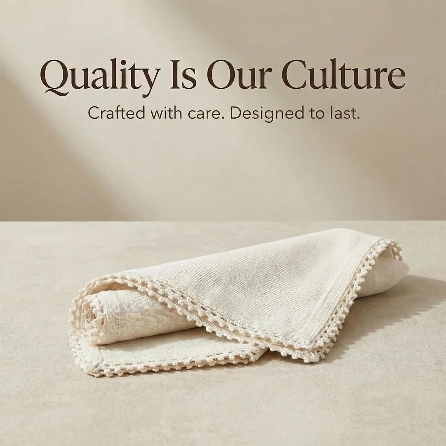 ACCENTHOME Cream Cloth Napkins Set of 12 18x18 inch Cotton Dinner Napkins - Washable Soft Premium Hotel Quality
