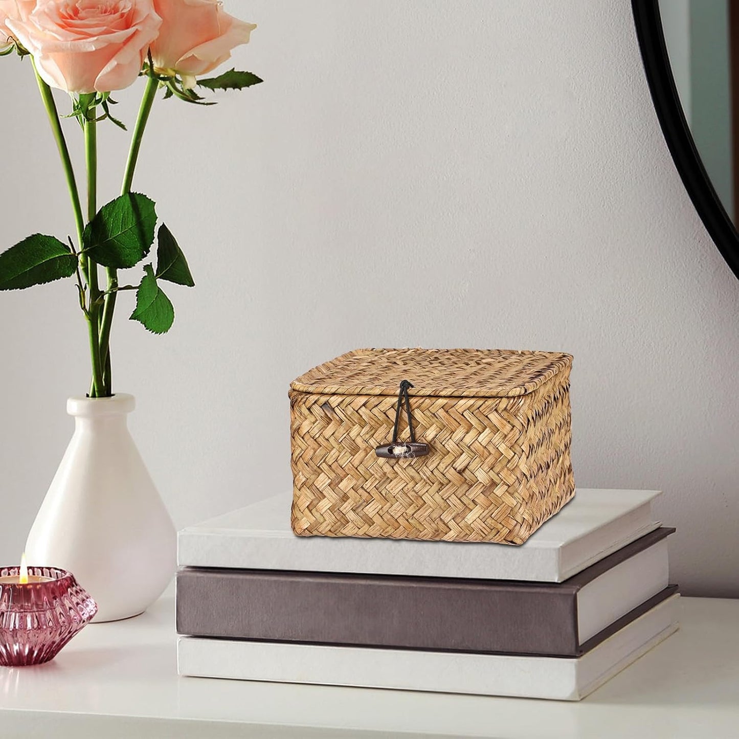 Wicker Shelf Baskets Bins / Small / Caramel