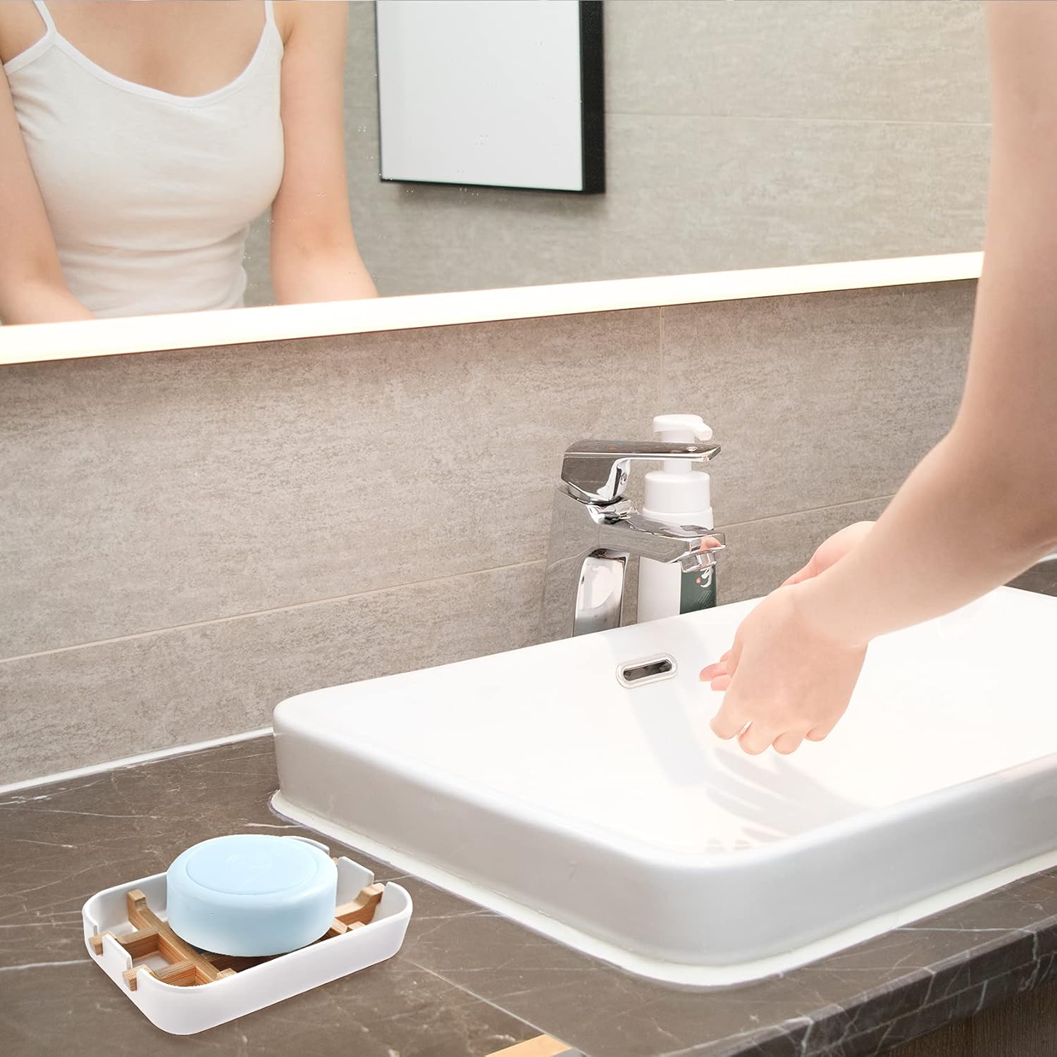 /Set Bathroom Soap Holder / Black&white / Set of 2