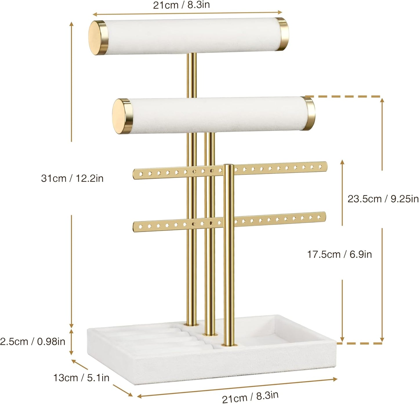 Detachable T Bar Velvet Bracelet Holder / White / Standard