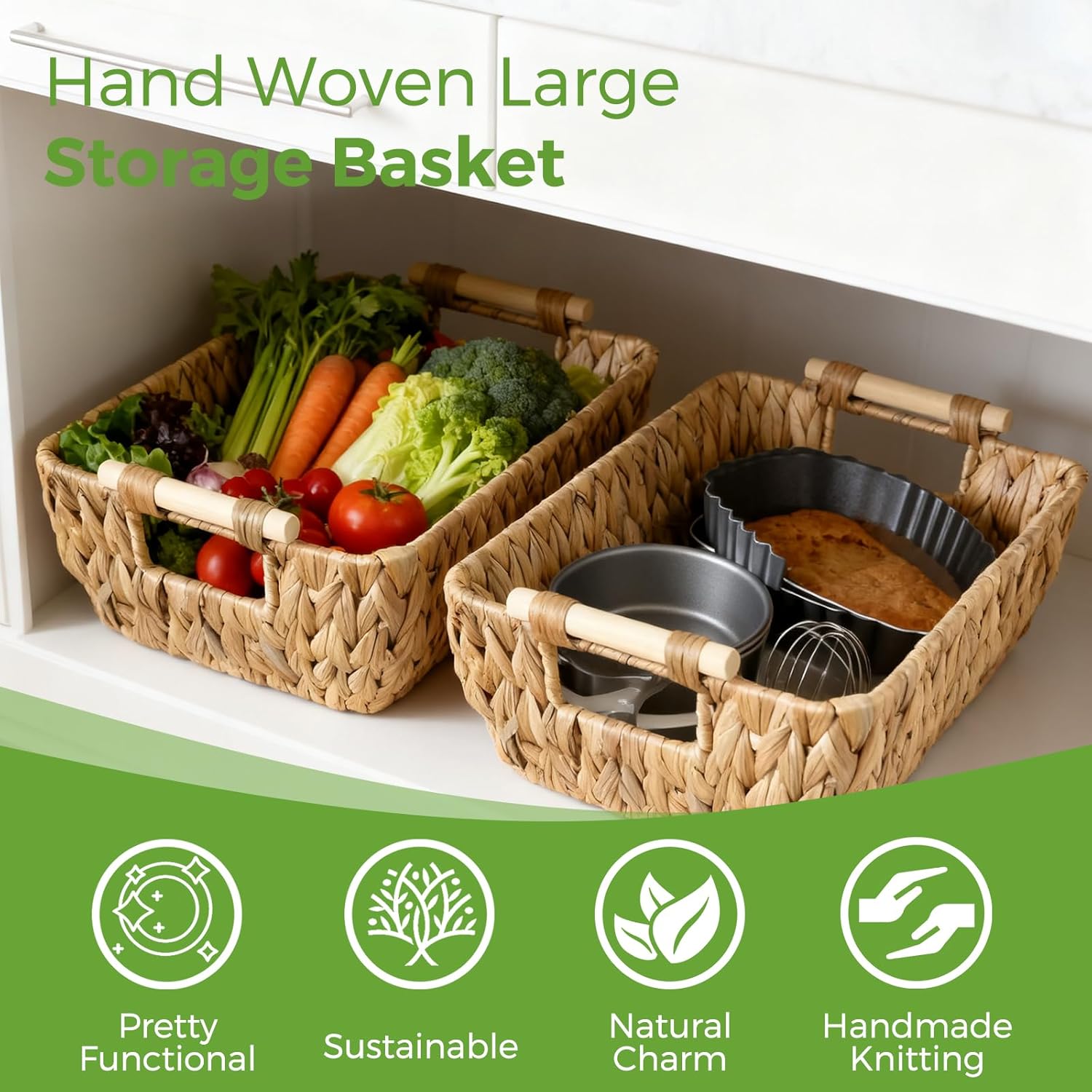 Wicker Storage Baskets / Natural-2pc / Set of 2