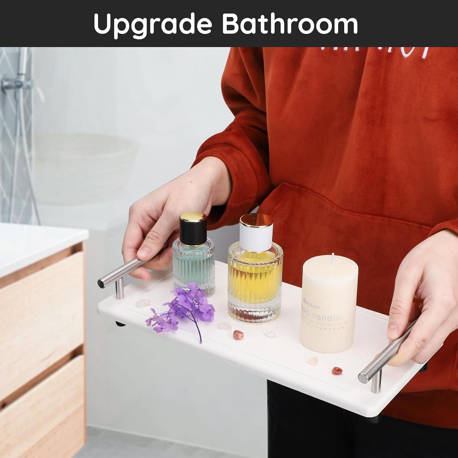 Countertop Organizer / in Quick Dry Stone Sink Tray / White-silver / 12.2 x 5.9 x 2.5