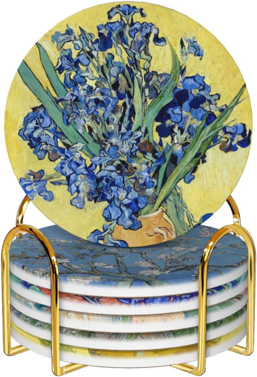 Holder / Cork Base and Golden Holder / F02 - Van Gogh / Set of 6