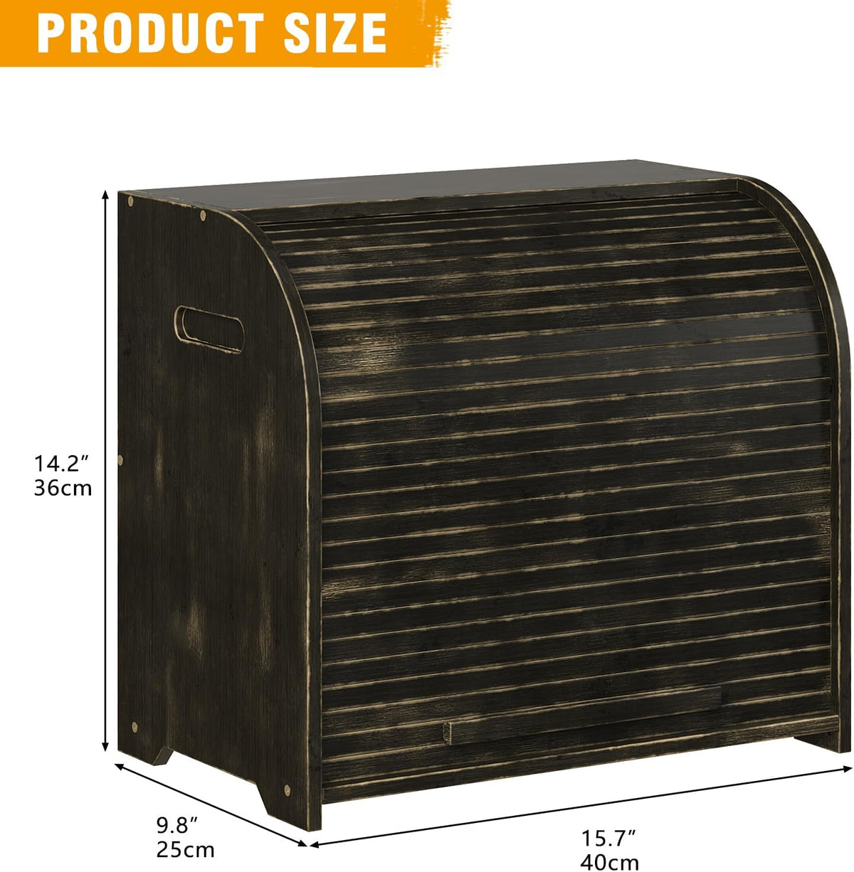 Trironsun Bamboo Roll Top Bread Box for Kitchen Countertop Large Capacity Bread Storage Bin 2 Layer Wooden Bread