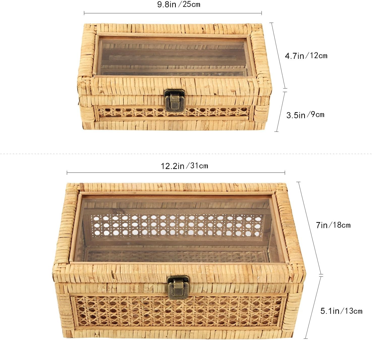 Wicker for Decor / 12.2"L x 7"W x 5.1"H / Set of 2