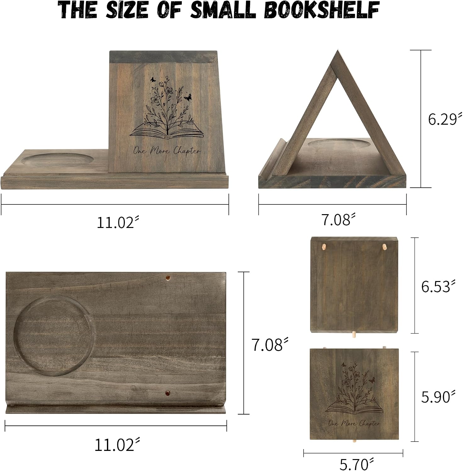 LITIVY Wooden Book Holder with Drink Holder, Wooden Triangle Bookmark Reading Rest with Slotted, Book Display Bookmark
