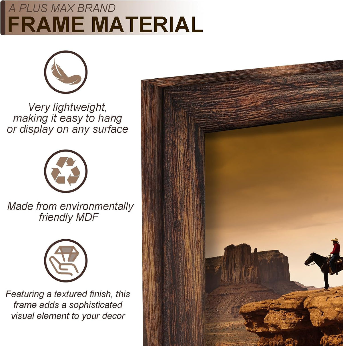8x10 Picture Frame Set of 10 Brown Light Weight Tabletop and Wall Mount | 8 x 10 Inch Brown Wood-grain Engineered Wood