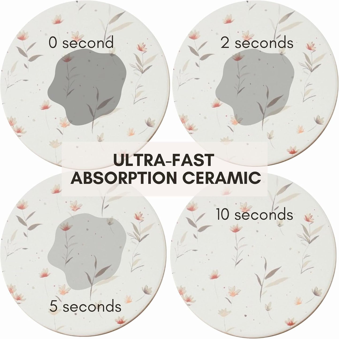 Colorful Ceramic Marble Coasters / Fleur / Set of 6