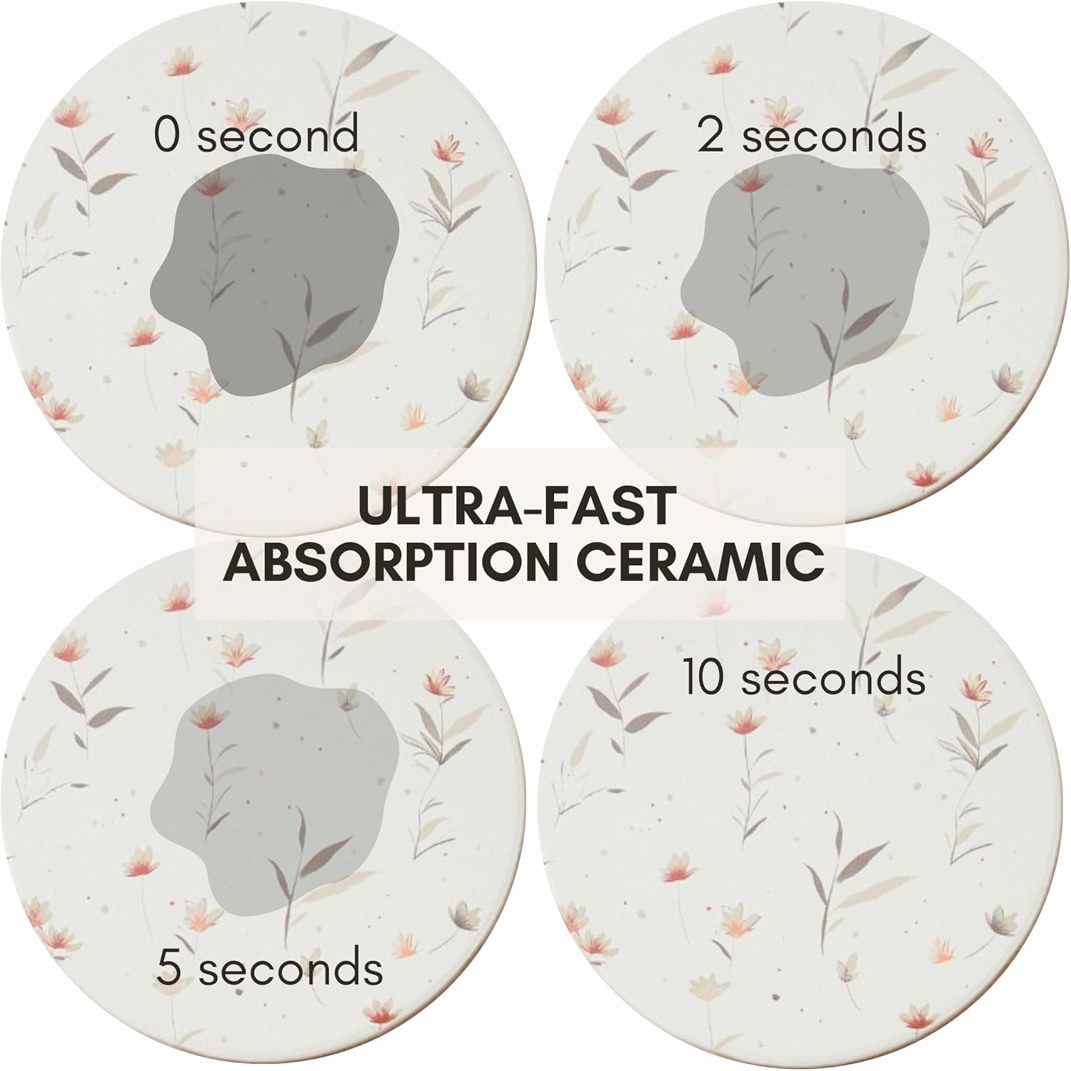 Colorful Ceramic Marble Coasters / Fleur / Set of 6