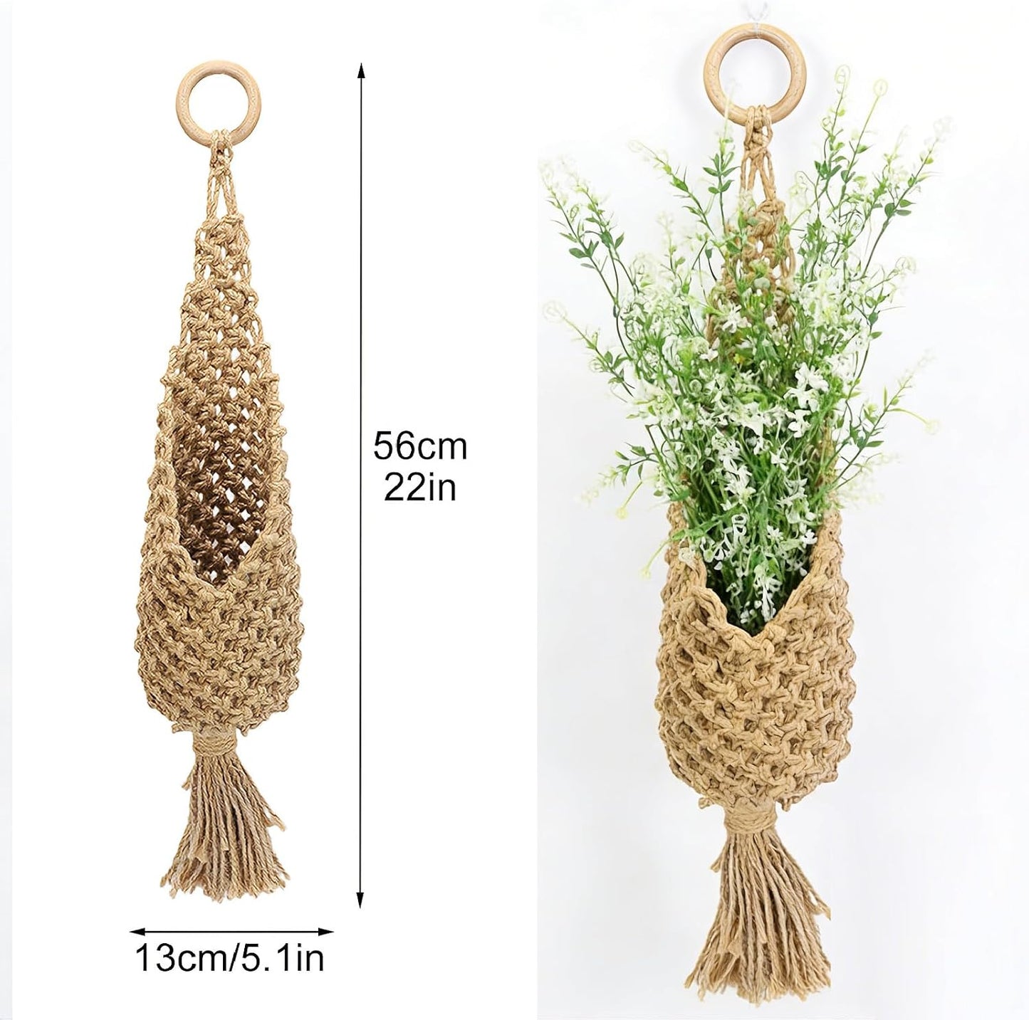 Hand Woven Wall Basket Cotton Rope Storage Organizer / 22 x 5