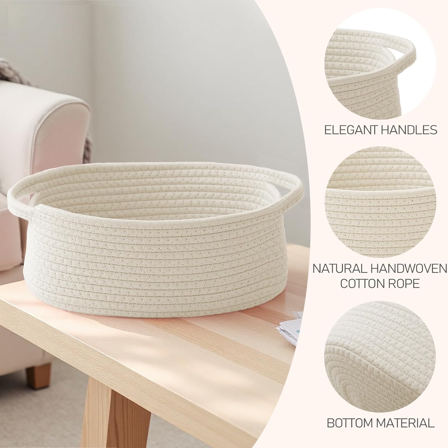 Woven Basket / Organizer / White / Set of 2