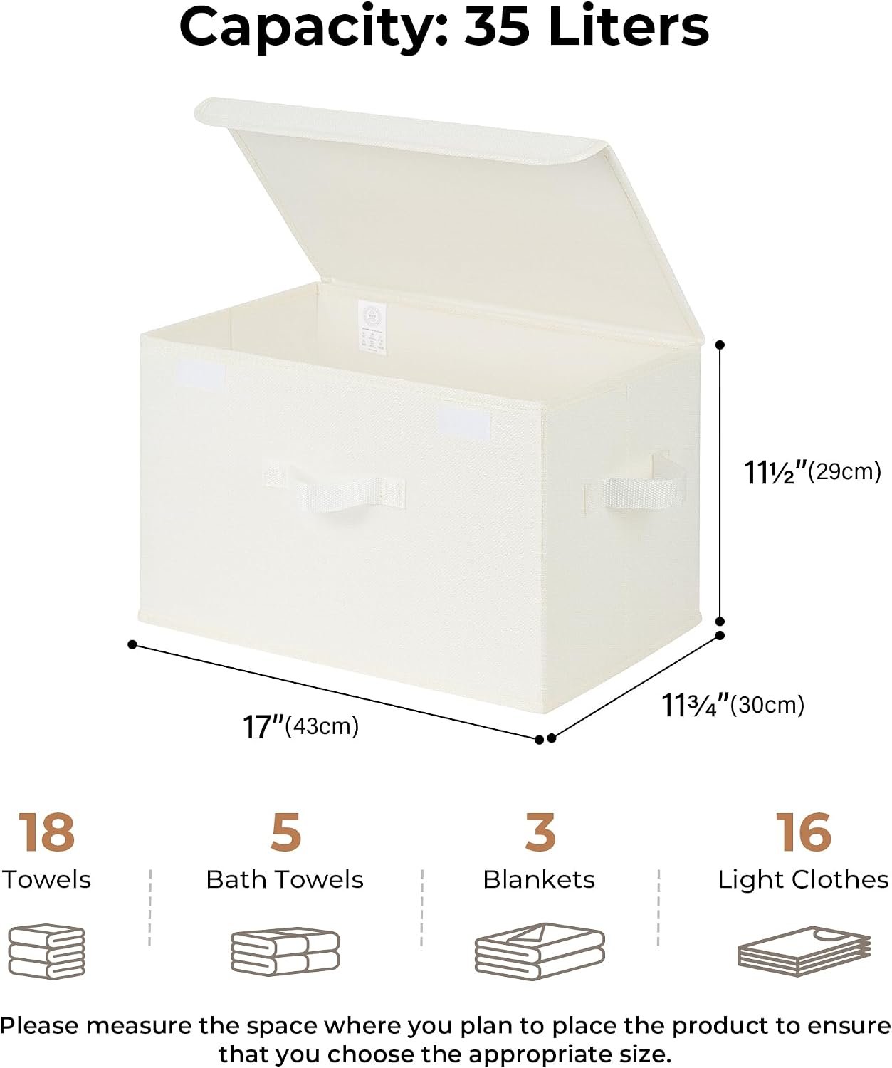 Storage Bins / Storage Baskets / Ivory White / Large / Set of 2
