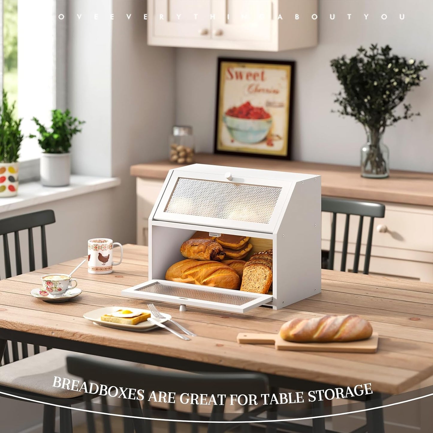 STDDRE Bread Box for Kitchen Countertop Bin Double Layer Bread Box Storage Container Extra Large Capacity Farmhouse