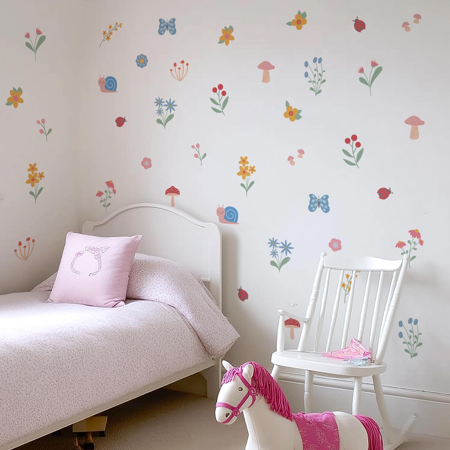 Boho Flower Wall Decal Stickers Butterfly Kids Toddler / Flower B / 8.66inches*6.3inches*12sheets