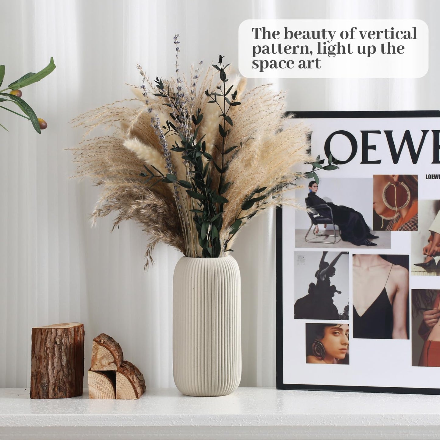 Bohemian Ceramic Vase / Beige / 8in-pill / 8 Inch