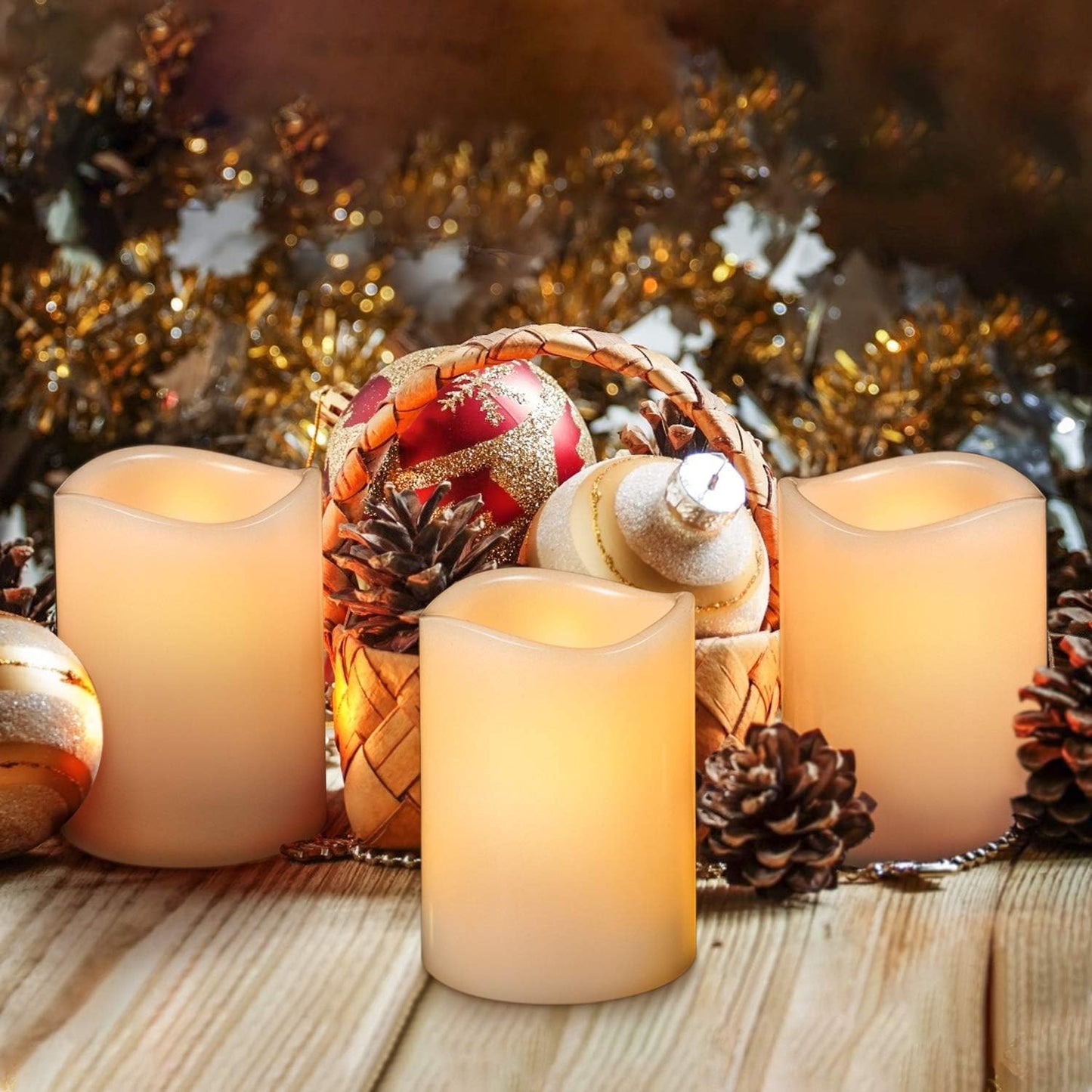 AKU TONPA Flameless Candles Battery Operated Pillar Real Wax Flickering Electric LED Candle Gift Sets with Remote