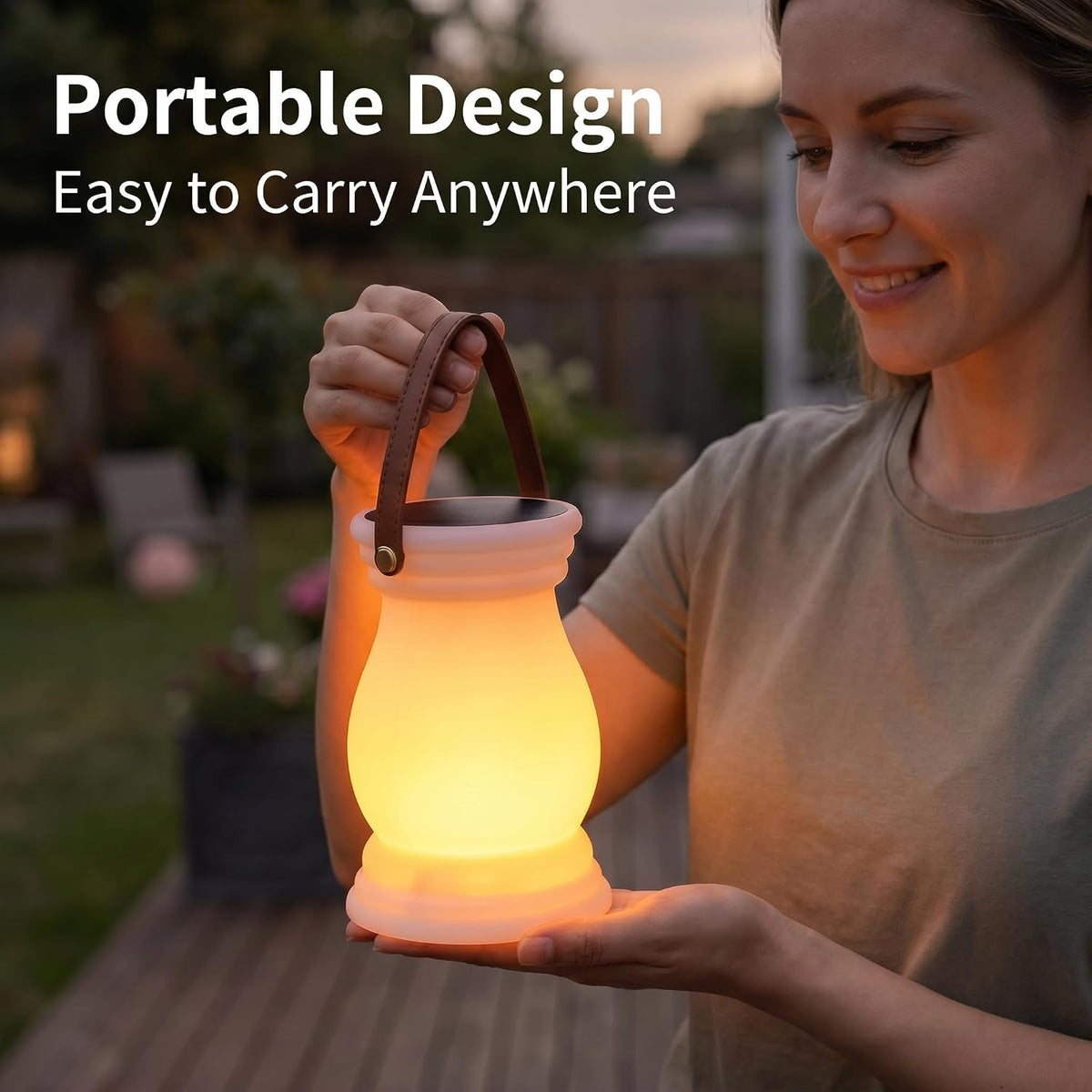 Outdoor Solar Table Lamp, Shower Mood Lamp, 2700K & Flame (2Pack) | Original Lantern Design, Cordless Portable