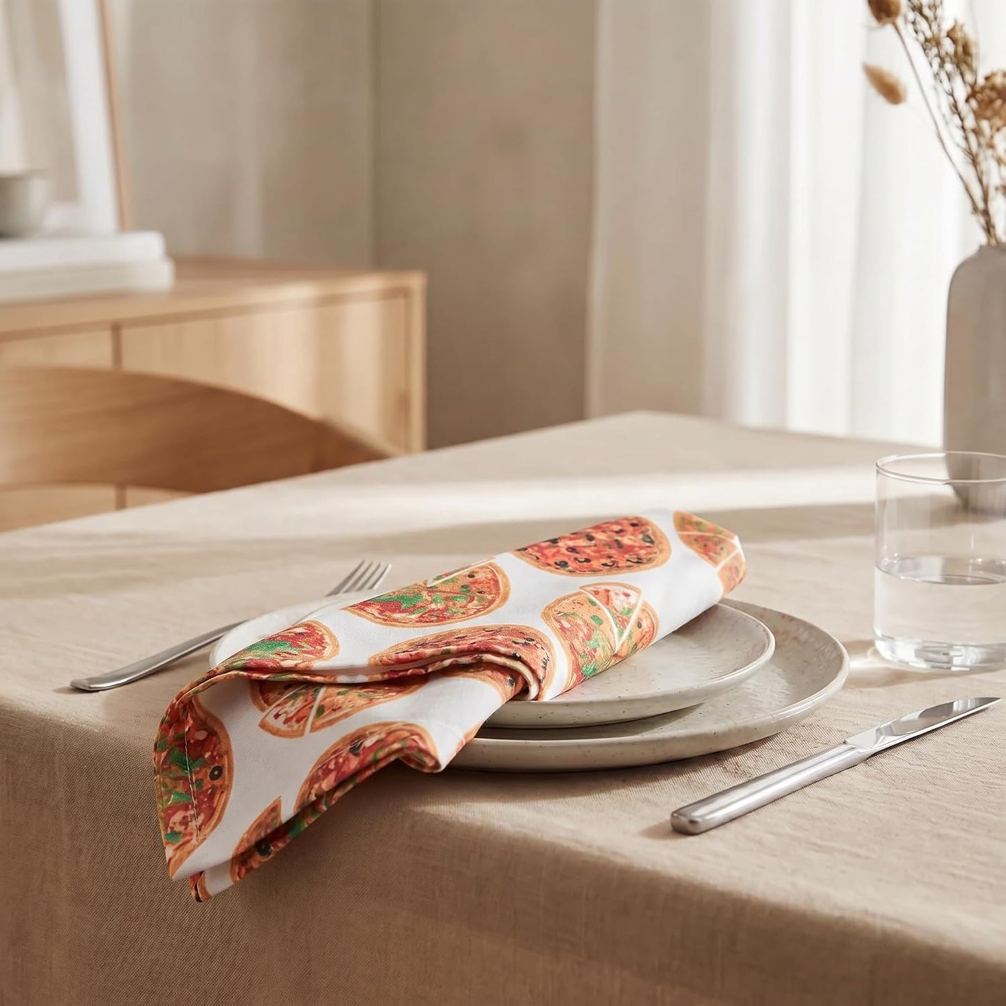 Urban Villa Cloth Napkins Cotton 20x20 (Set of 12) Pizza-Print