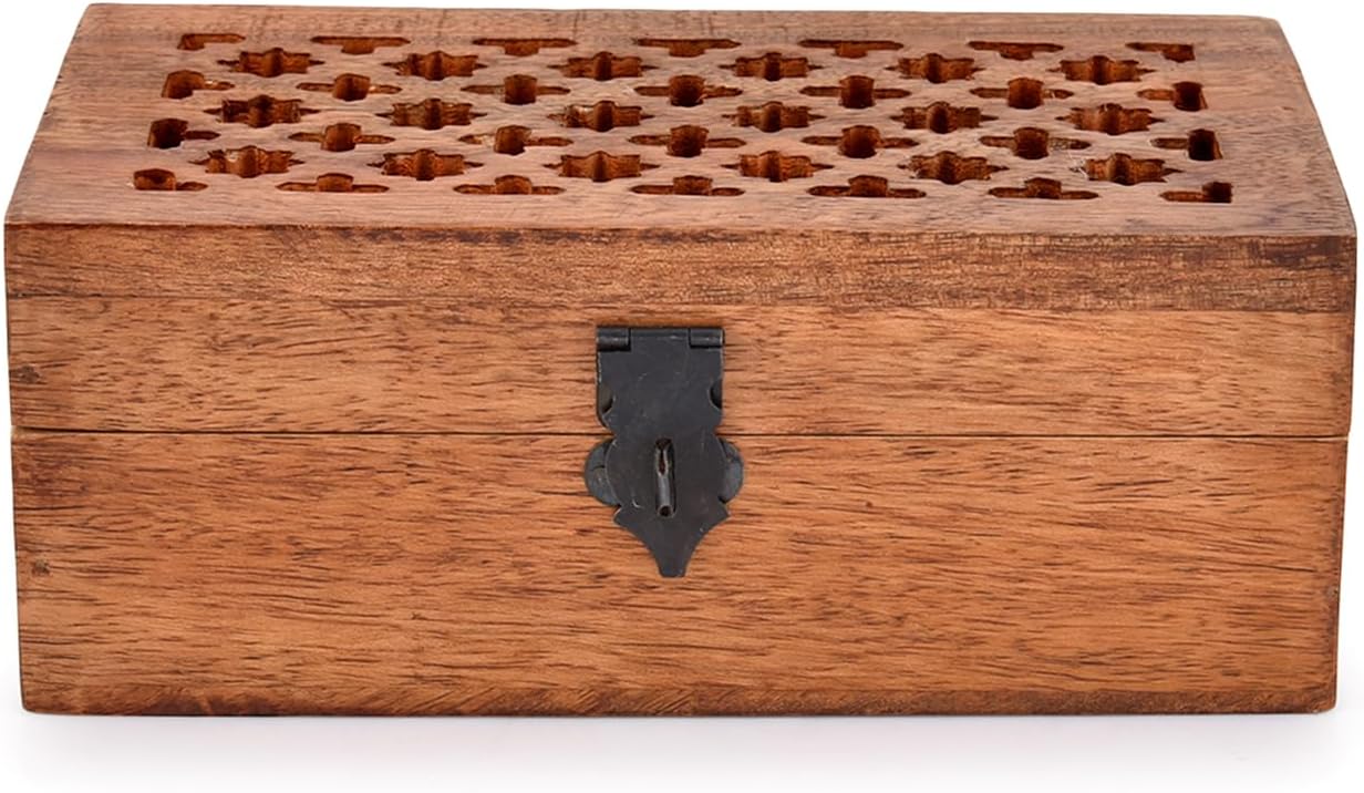 Hinged Lid Wooden Storage Box / 8 x 5 x 3