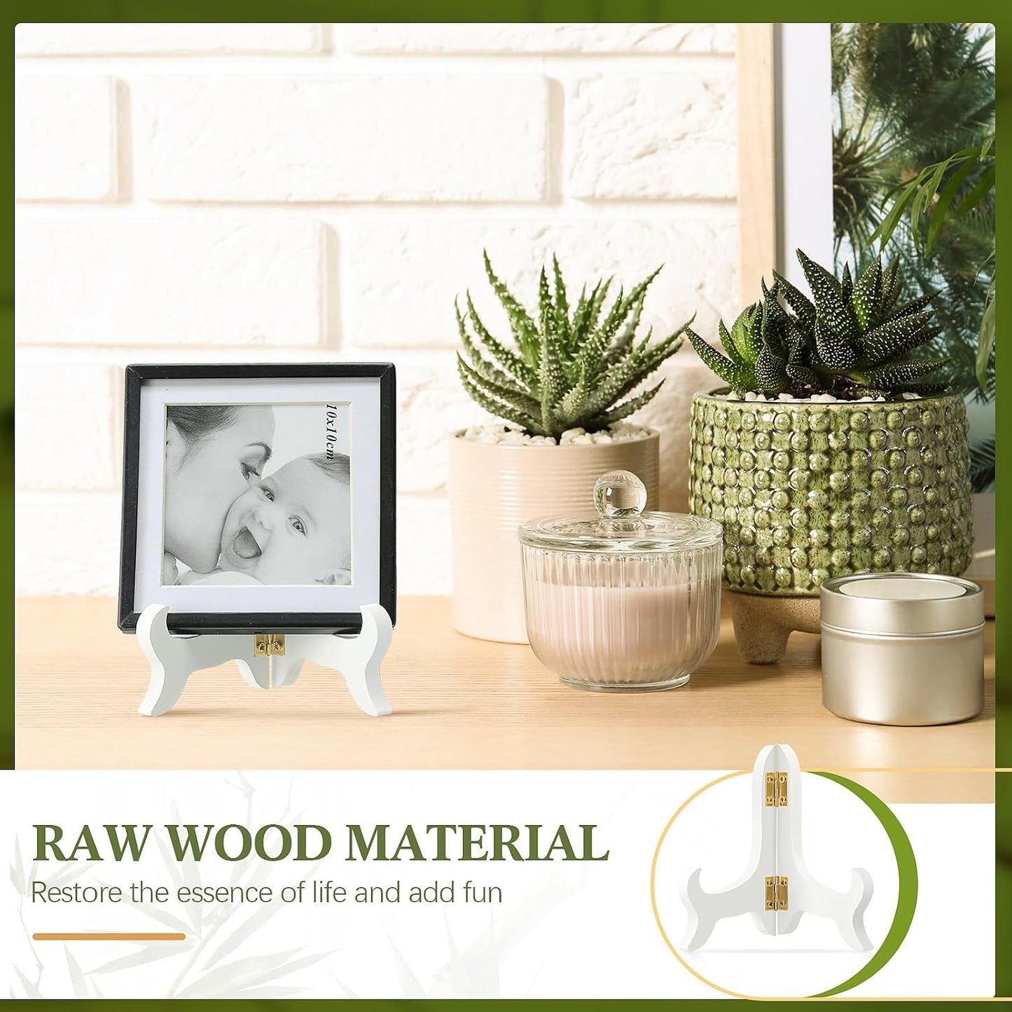 Packs Wooden Display Stand Decorative Plate Stands for Display Picture Frame Holder / White / 4 Inch