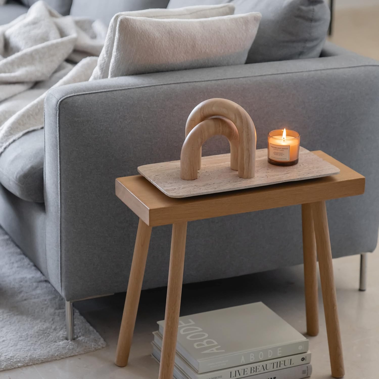 Modern Bookshelf Decor / Natural / 2-piece