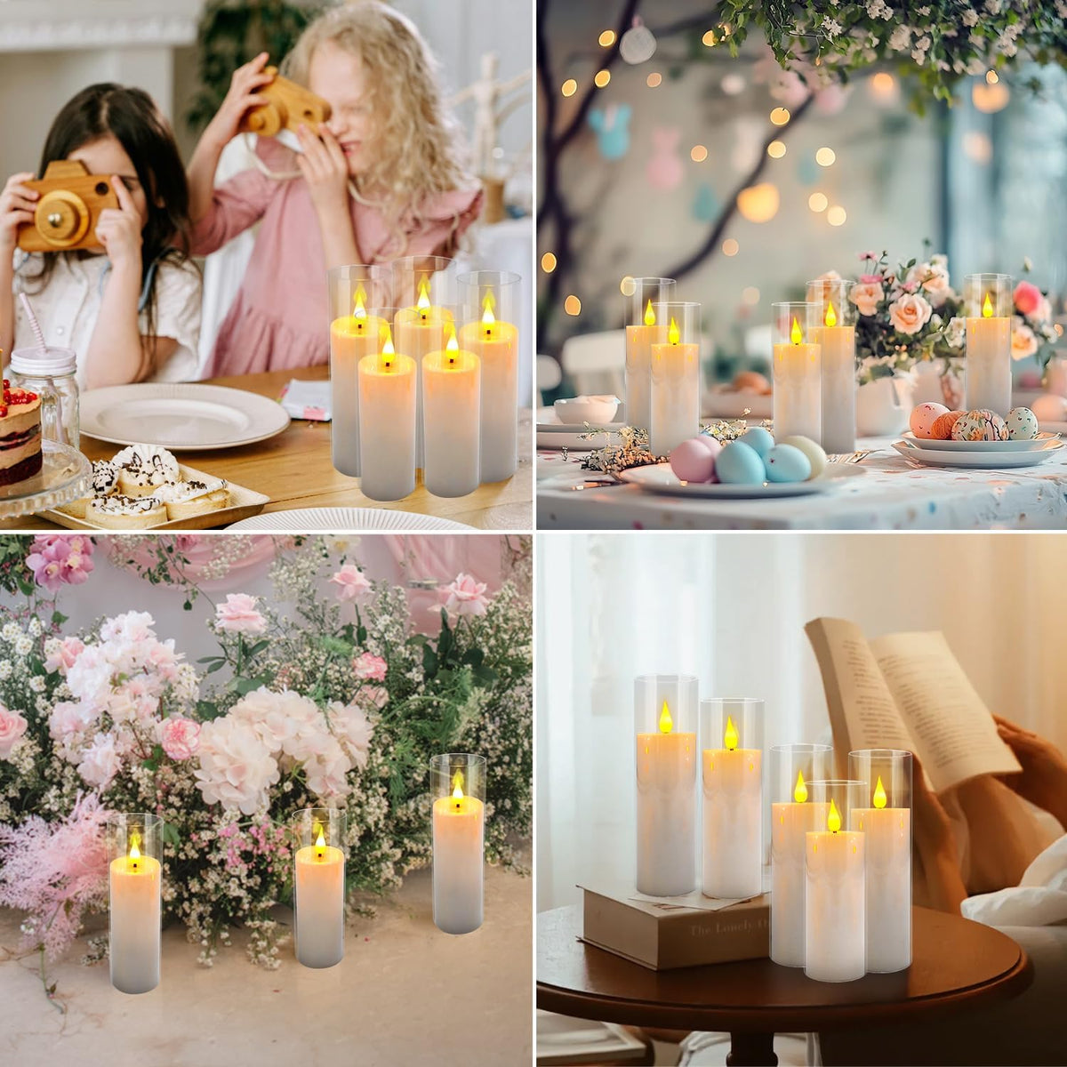 12-Pack White Acrylic Flameless LED Candle Set with Timer Remote Control—Ideal for Home Decor, Valentine's Day