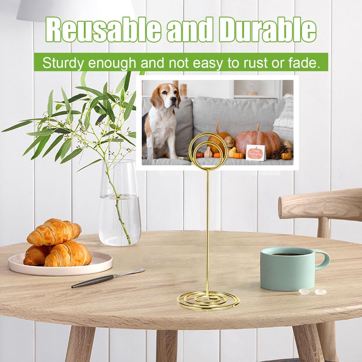 24 Pack 8.75 inchTable Number Holders, Simple Sign Stand Place Card Holder, Delicate Name Reusable Picture Memo Note