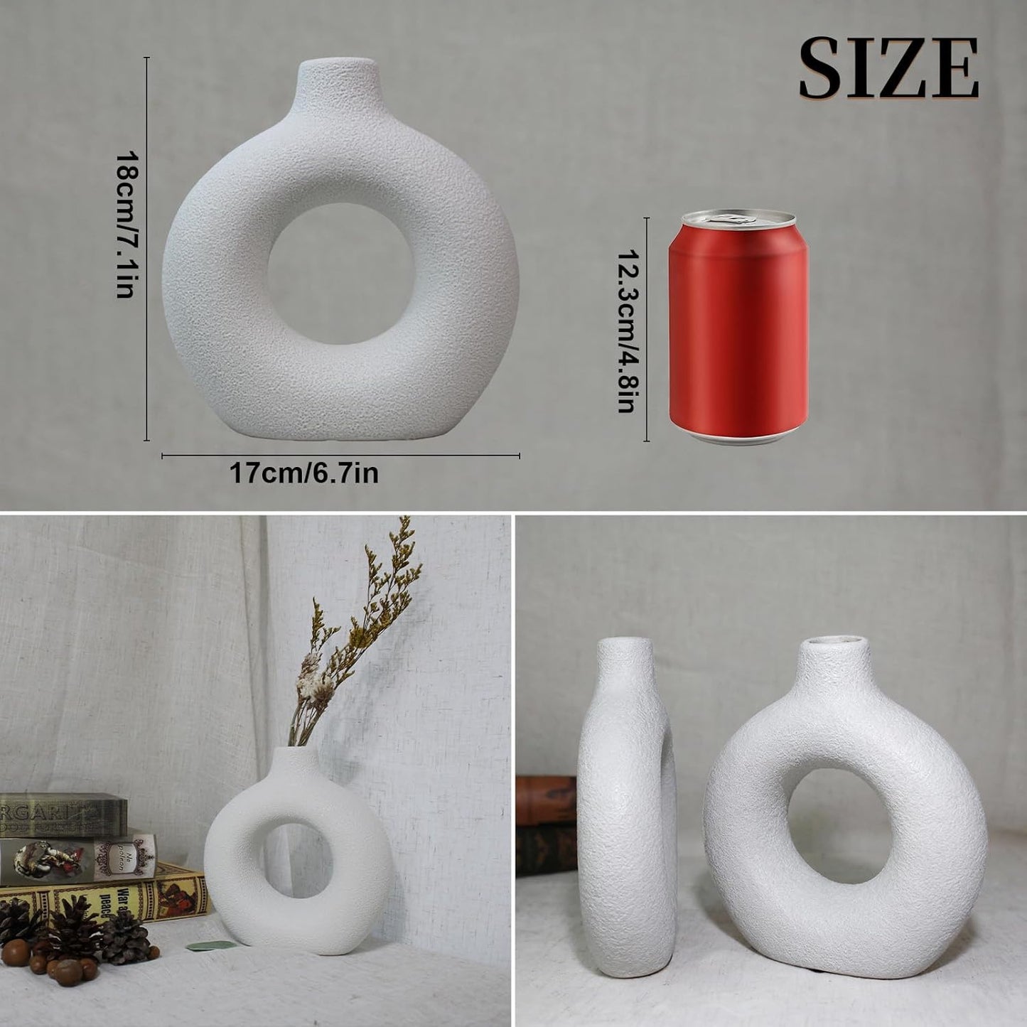 Modern Farmhouse Decorative Vase / Green D / 7 Inch