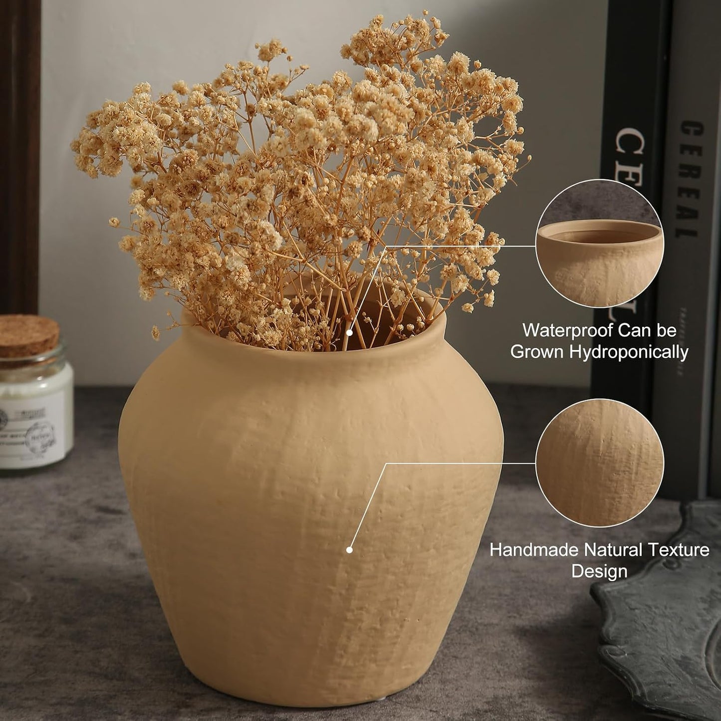 Farmhouse Ceramic Vase / Plain Yellow / 6.3 x 6.1