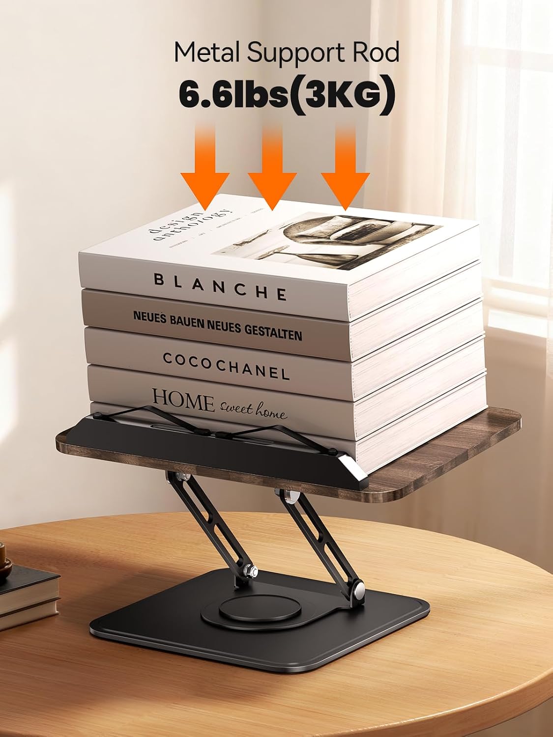Tounee Book Stand, 360° Rotating Reading Book Holder, Adjustable Cookbook Holder for Reading Hands-Free, Foldable