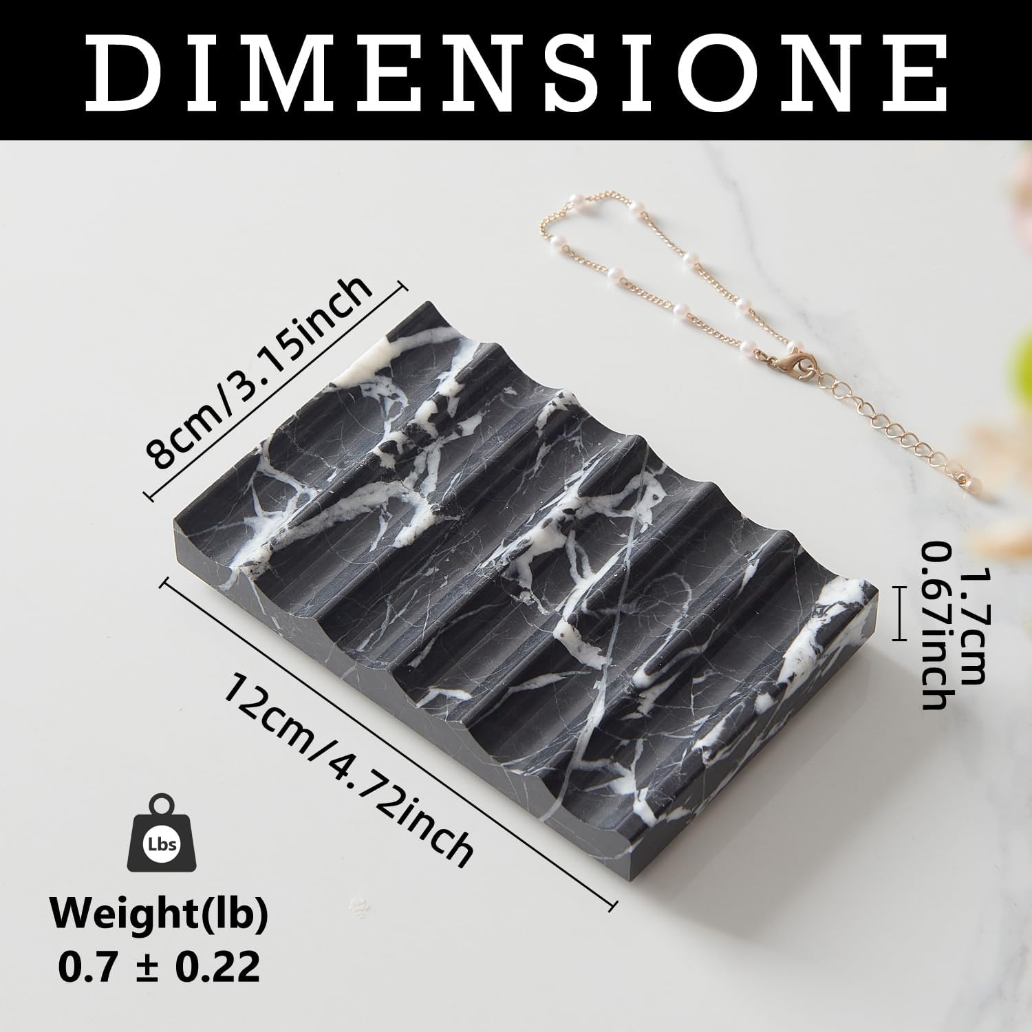 Non-Ceramic/Non-Resin Stone soap Tray（ ） / Black / 4.72*3.15inch