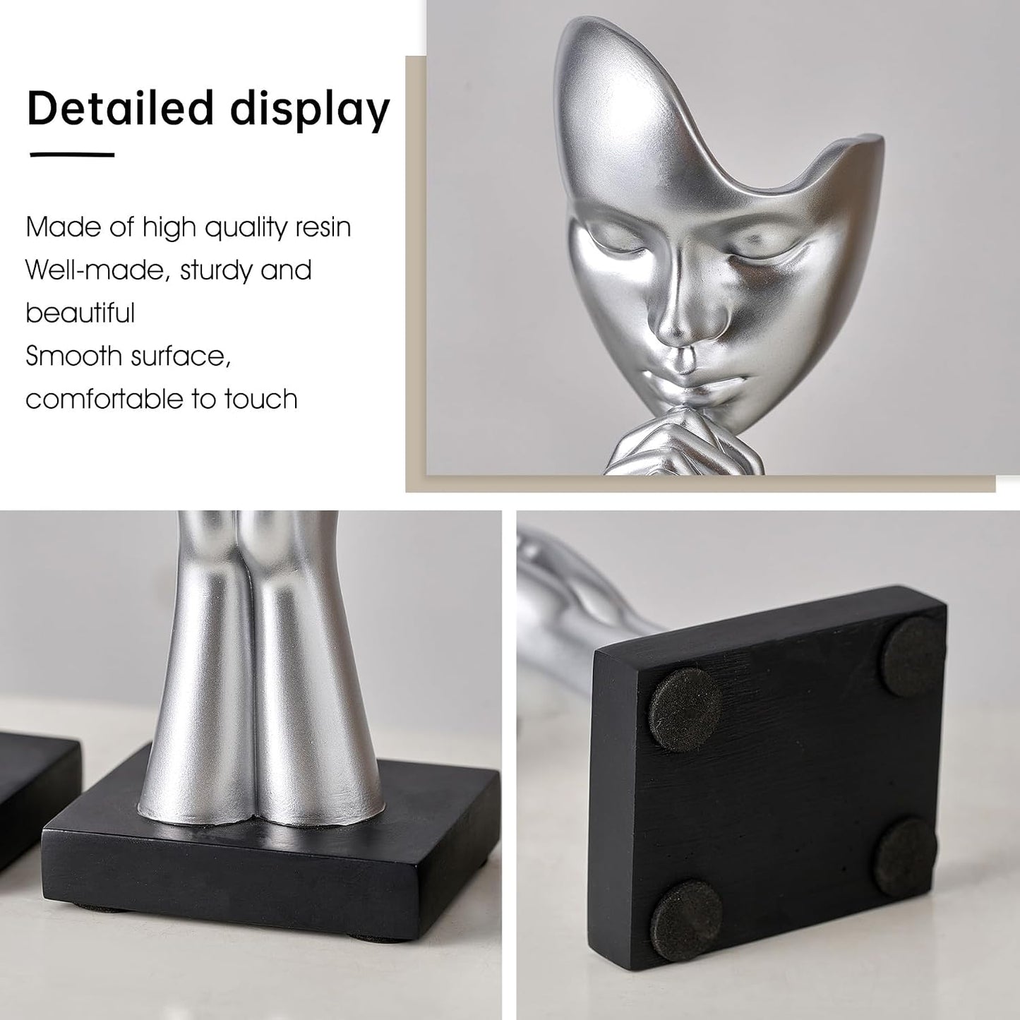 Modern Prayer of Peace Figurines Shelf Decor Accents / Prayer Statue - Silver / Set of 3