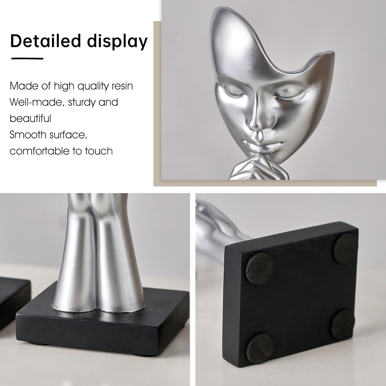 Modern Prayer of Peace Figurines Shelf Decor Accents / Prayer Statue - Silver / Set of 3