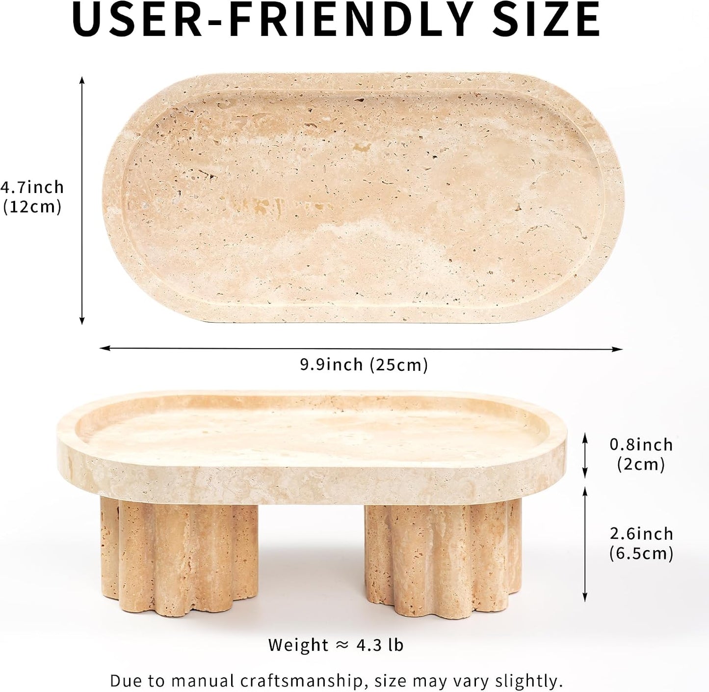 Travertine Marble Perfume Tray / 2leg-travertine