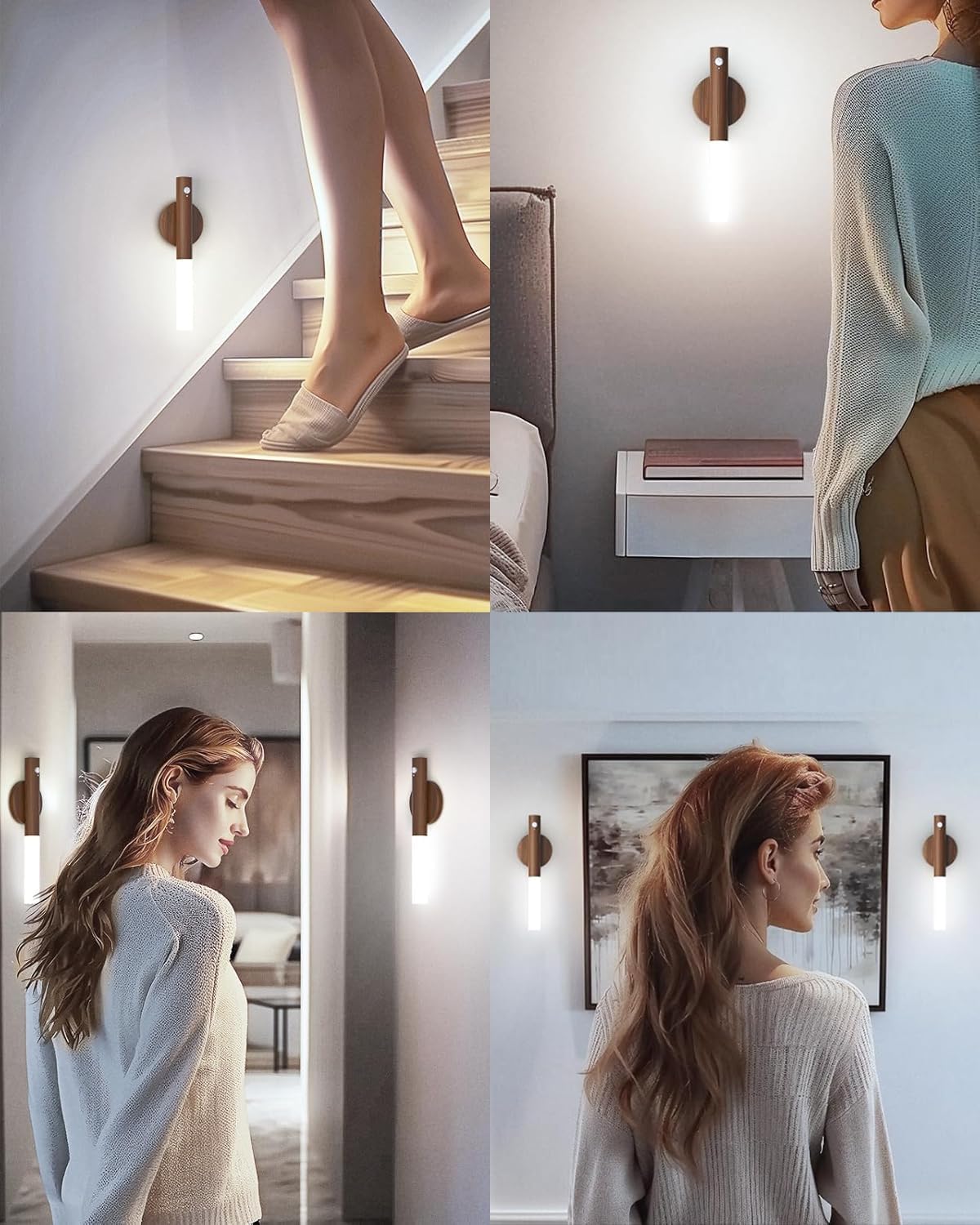 Battery-Operated Wall Sconce Wall Lights: 2200mAh Rechargeable Motion Sensor Magnetic Wireless Stairway Lights Portable