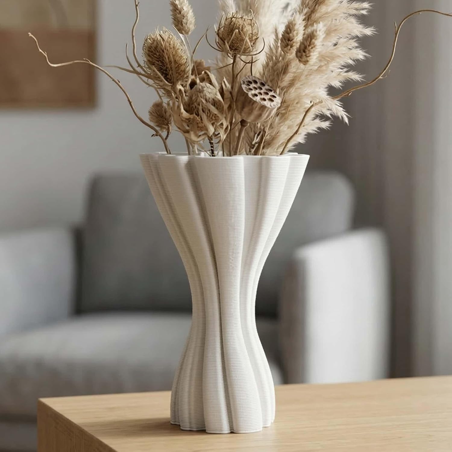 Minimalist White Ceramic Vase / White-a, 7.87 Inch