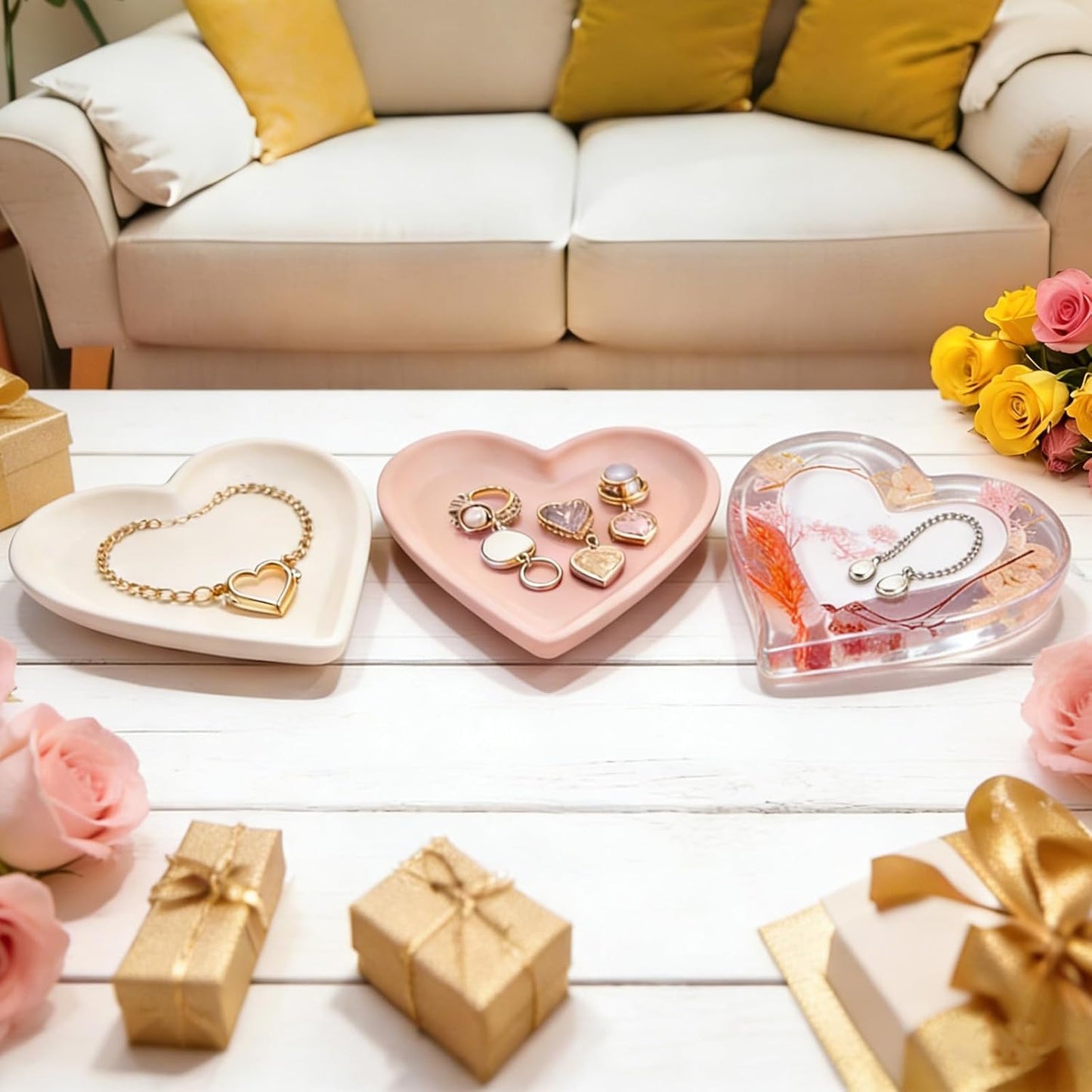 Tray Resin Mold 6.3''&5.5''&3.9 / Heart / Set of 3