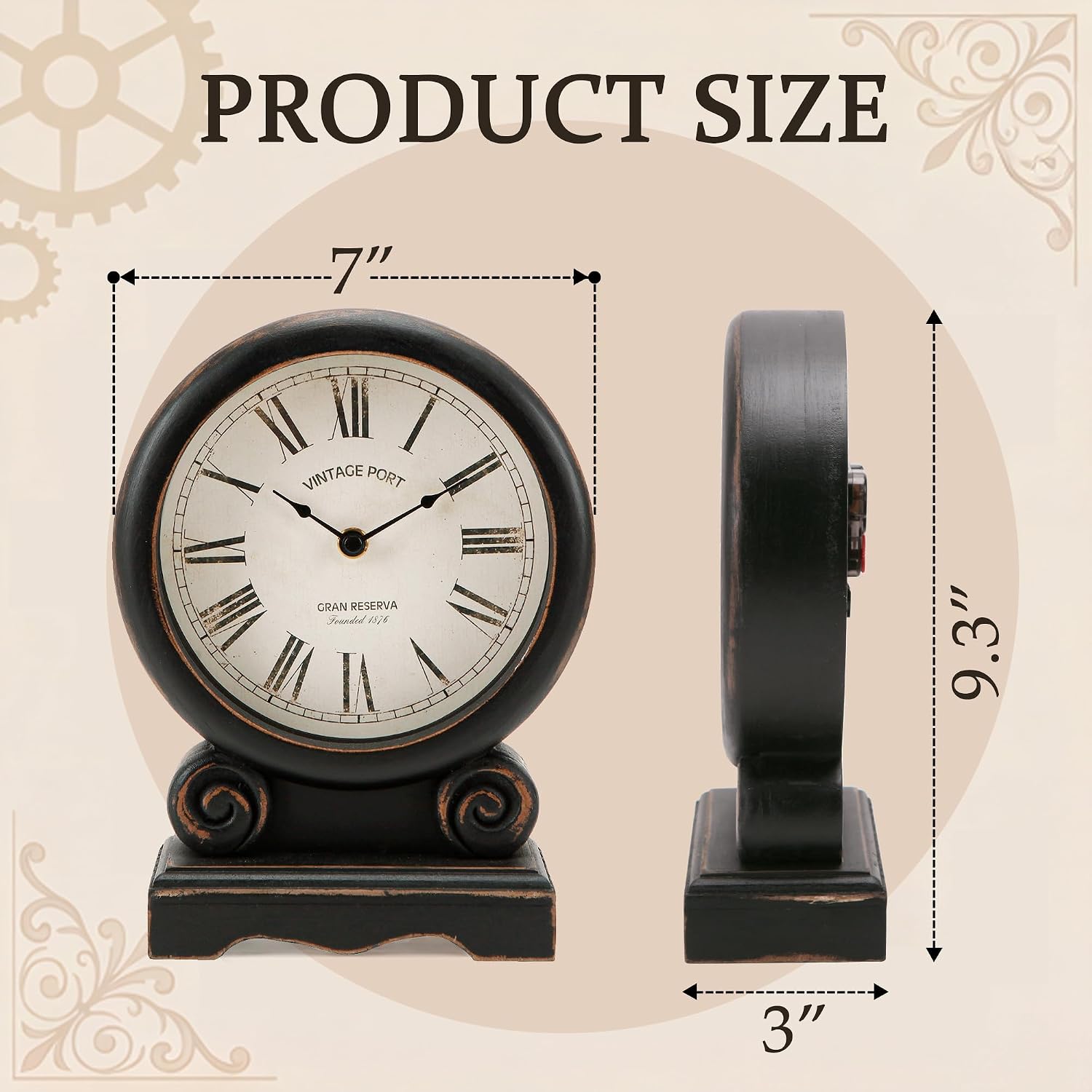 NIKKY HOME Mantel Clock, Silent-Non-Ticking Battery-Operated Home Decor | Retro Wooden Table Clocks for Living Room