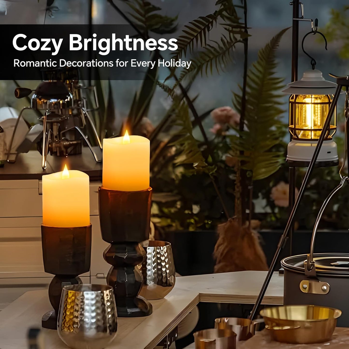 3x3 Flameless Candles Battery Operated with Remote Timer, Last 600 Hours Battery Candles Flickering, Ivory Real Wax