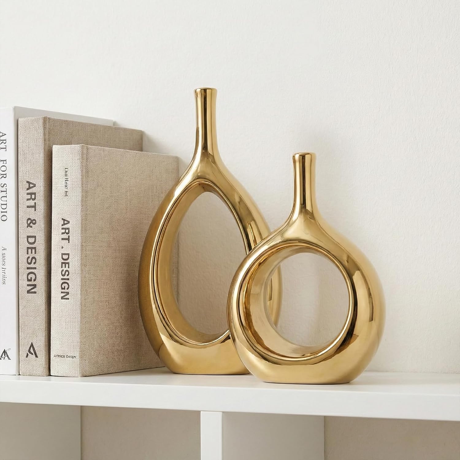 Vase Ceramic Gold Vases Home Decor / Glossy Gold