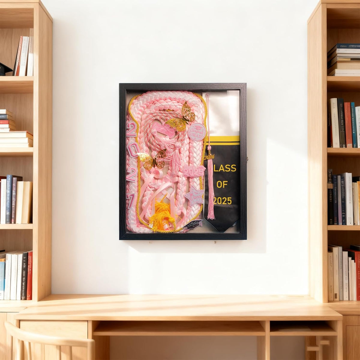16x20 Nature Wood Black Shadow Box Frame, 1.57" Deep Glass Door with Lock | Solid Hardwood, Front Glass Door & Lock
