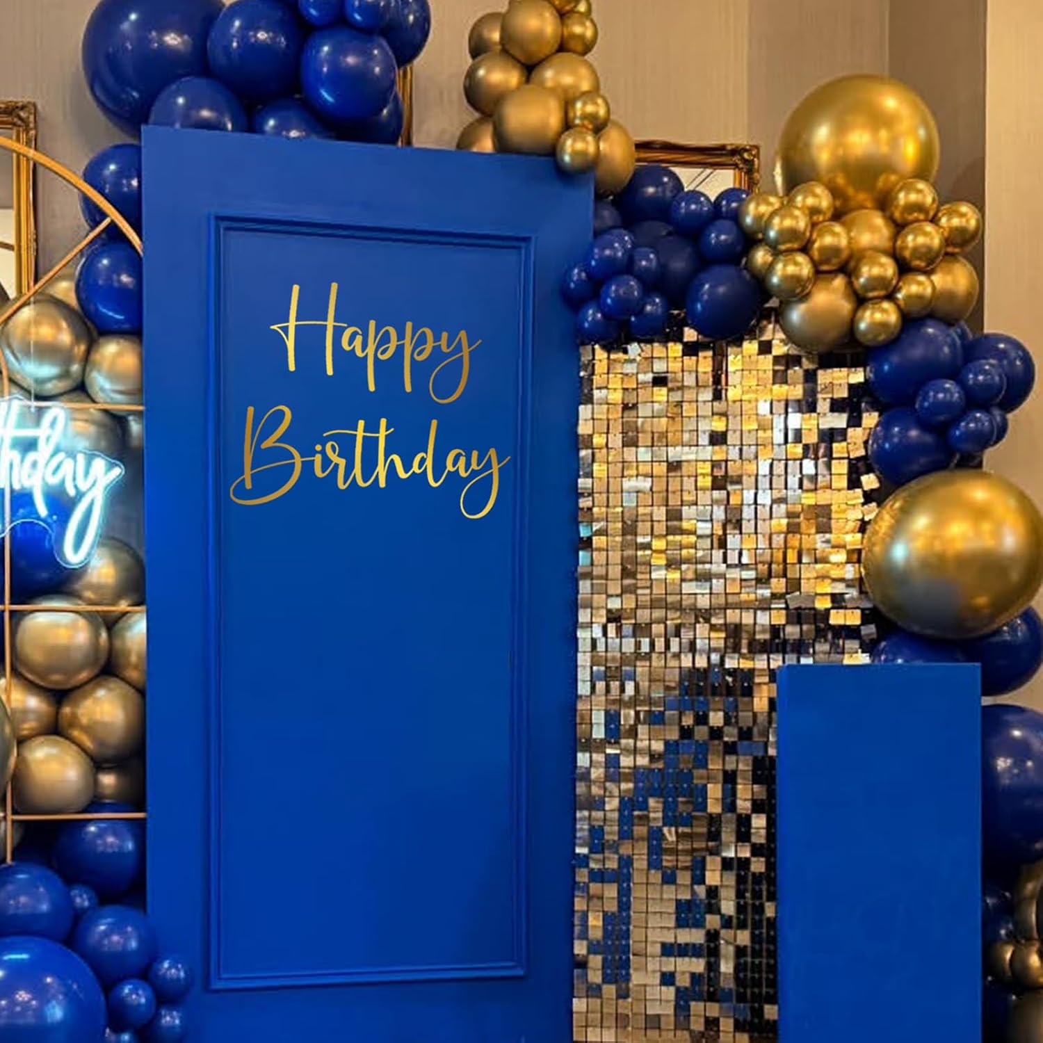 Gold Happy Birthday Party Decal for Women Men / Gold-hb